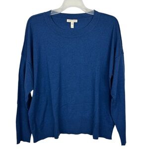 Eileen Fisher Cashmere Blend Lightweight Long Sleeve Blue Sweater Size MEDIUM